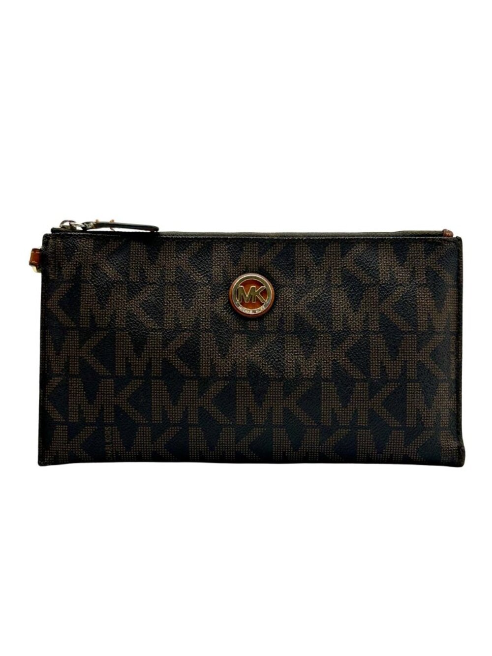 Michael Kors Brown Signature Coated Canvas Wristlet